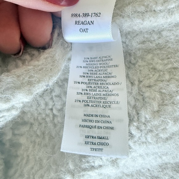Rails Alpaca/Wool Reagan Sweater Oat Cozy Boho Relaxed Loose Knit Women XS Soft - Picture 7 of 10